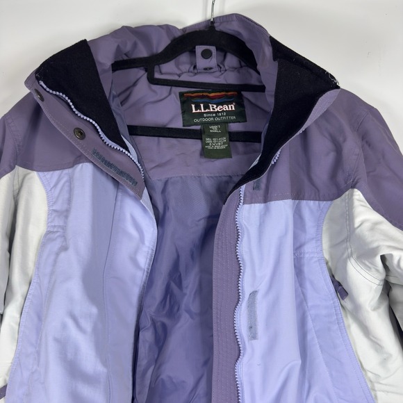 Vintage LL BEAN 3-in-1 Hooded Winter Coat Jacket Purple Fleece Lined Women's S - Picture 15 of 16